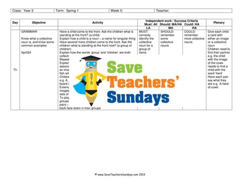 Collective Nouns Lesson Plan Worksheets And Plenary Activity