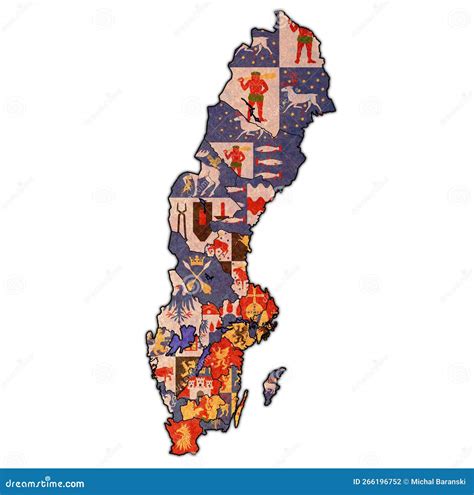 Map Of Swedish Counties With Flags Stock Illustration Illustration Of