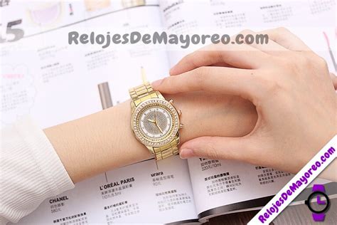 Reloj Dorado Extensible Metal Diamantes R Relojes De Mayoreo