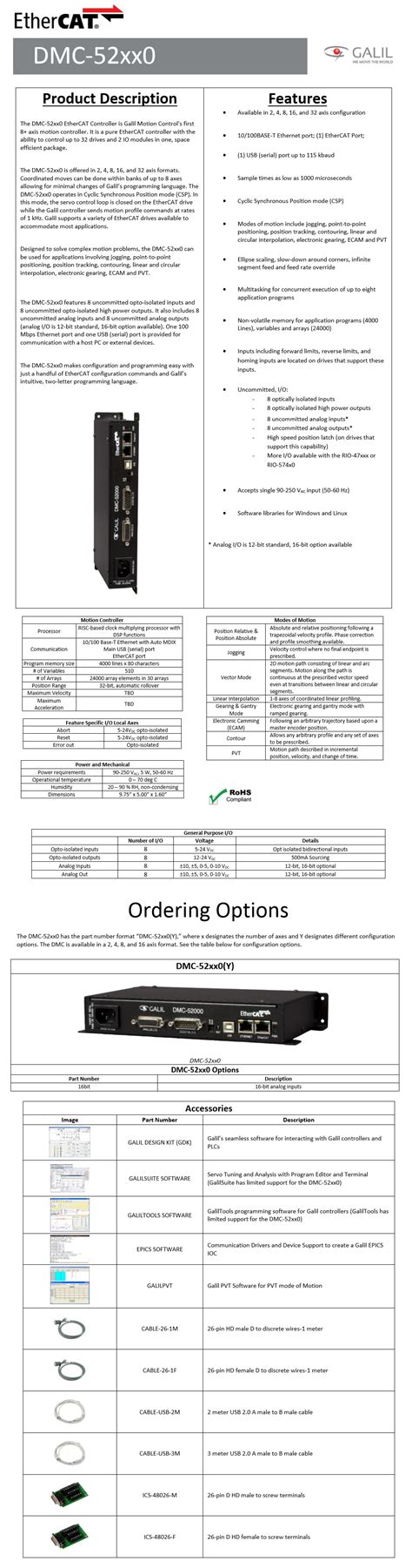 Galil Ethercat Motion Controller Dmc Xx Series