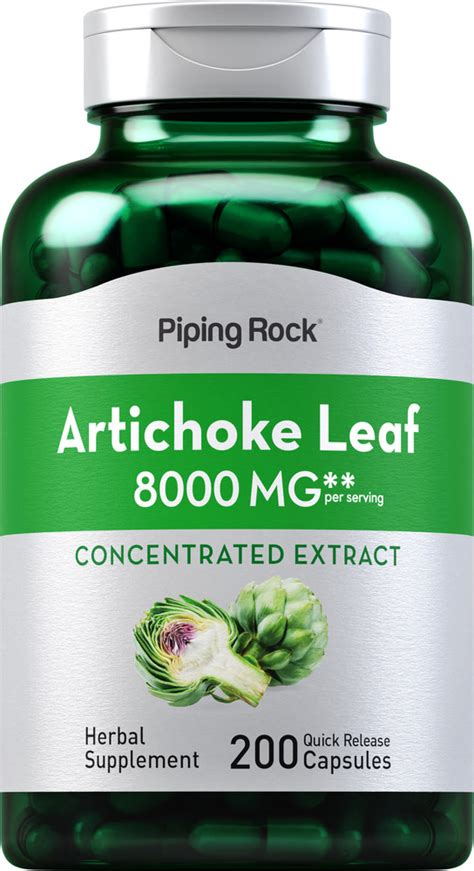 Artichoke Leaf Concentrated Extract 8000 Mg Per Serving 200 Quick Release Capsules