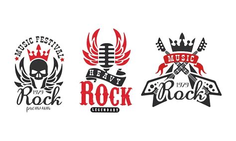 Premium Vector Rock Premium Logo Templates Set Legendary Music