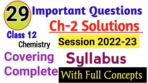 Ch Solutions Class Chemistry Important Questions Solutions