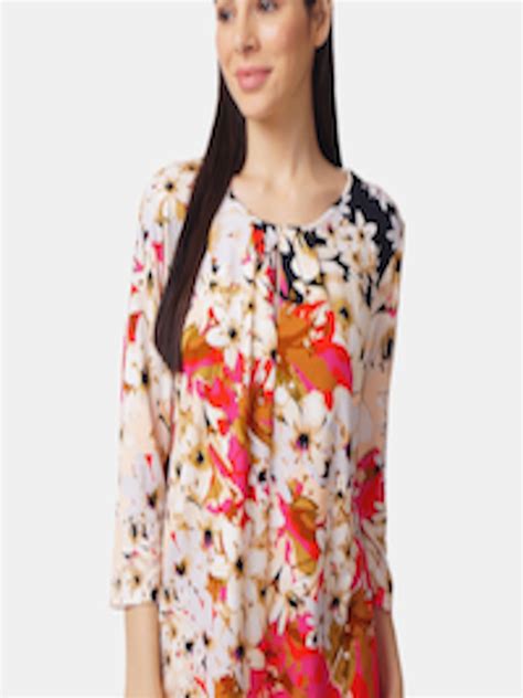 Buy Ix Impression Women Off White And Pink Floral Printed Top Tops For