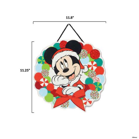 Disney Mickey Mouse Christmas Gumdrop Wreath Hanging Wood Wall Decor