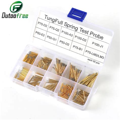 500pcs Set Spring Test Probe Pogo Pin P50 P100 Brass Gold Plated