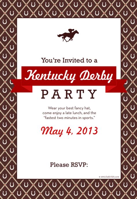 Free Printable Kentucky Derby Party Invitations - Printable Word Searches