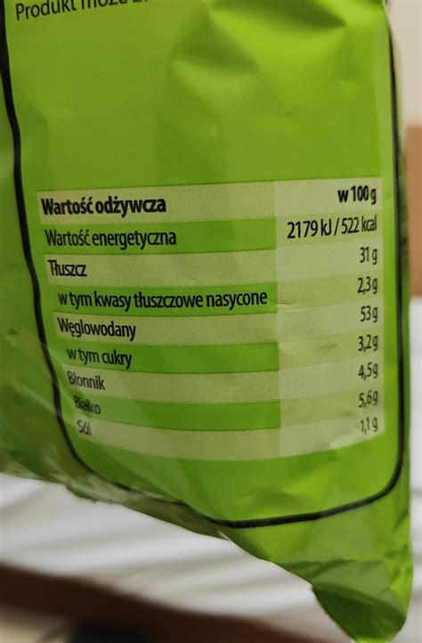 Chipsy zielona cebulka 140g DJ CHIPS kalorie kJ i wartości odżywcze