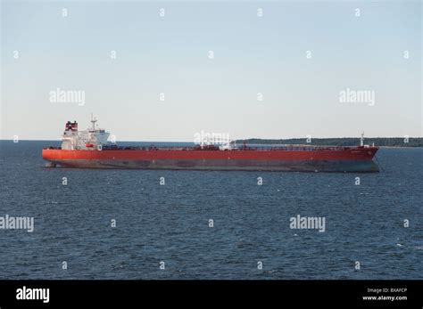 An Empty Container Ship Anchored Near The Port Of Tallinn Estonia