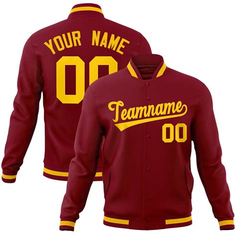 Custom Crimson Gold Classic Style Varsity Full Snap Letterman Jacket