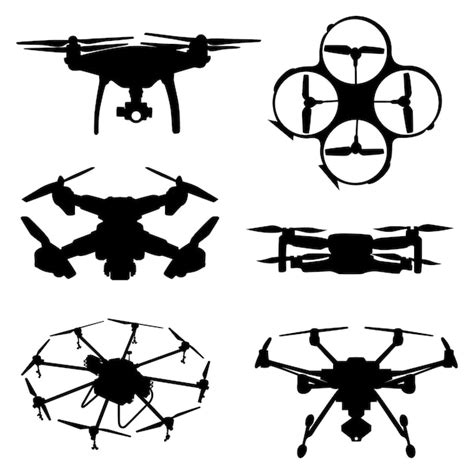 Premium Vector Flying Drone Or Delivery Drone Silhouettes Vector