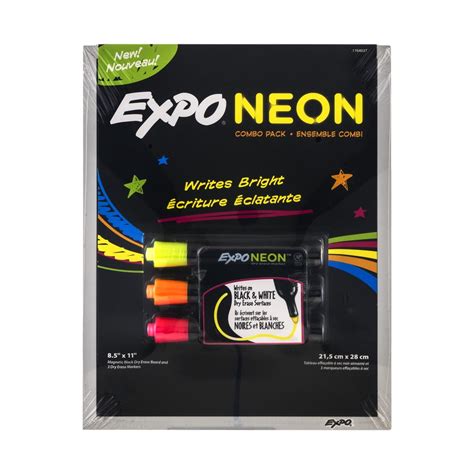 EXPO Low Odor Neon Dry Erase Markers & Black Dry Erase Board Set, 4 ...