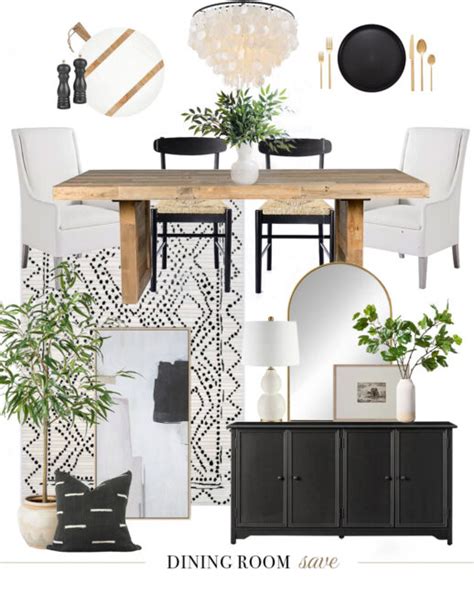 Splurge Vs Save Mood Boards Dining Room Option 3 Black And White