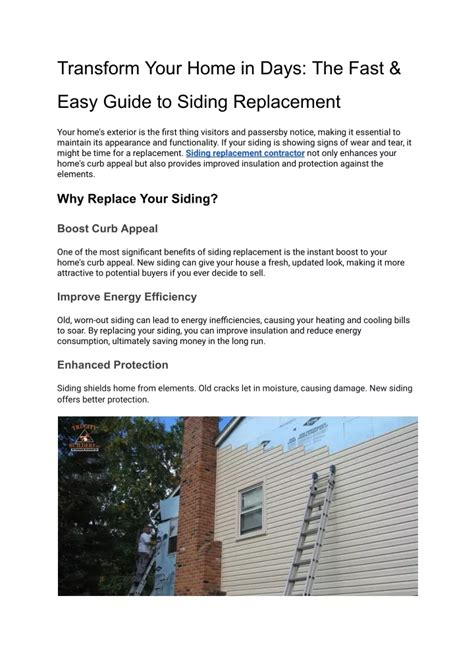 Ppt Transform Your Home In Days The Fast And Easy Guide To Siding Replacement Powerpoint