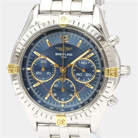 Breitling Blue Stainless Steel Cockpit B3001 Automatic Men S Wristwatch 37 Mm Breitling The