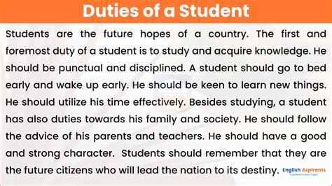 Duties Of A Student Paragraph In English 100 150 200 Words