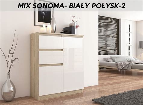 Komoda Cm Szafka Szuflady Sonoma Wysoki Po Ysk Erli Pl