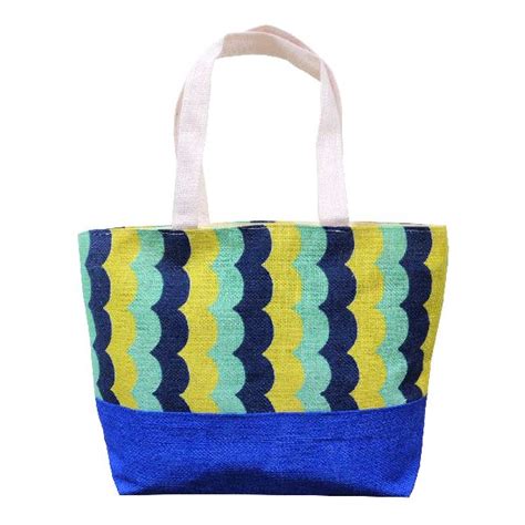 Jute Bag Blue Beach Print For Promotion Gift Packaging Grocery At