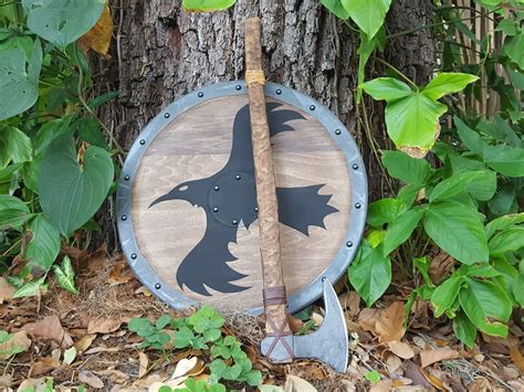 Viking Shield Raven Wooden Prop | Etsy