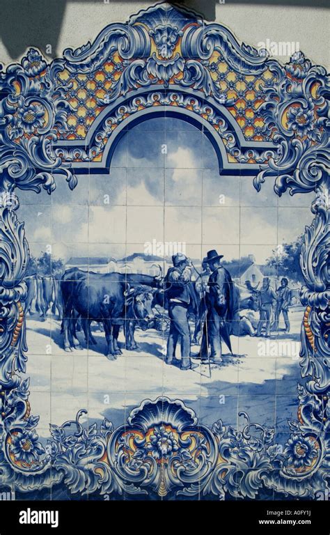 Tiled Mural in the Municipal Market of Santarem showing a traditional market scene Stock Photo ...