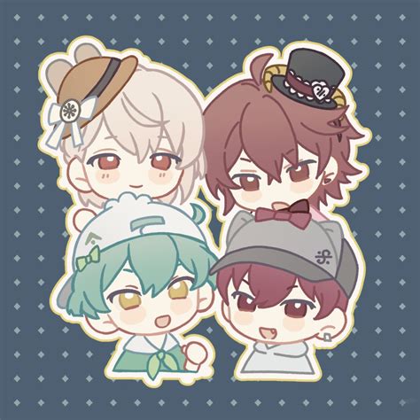 Safebooru 4boys Bishounen Blonde Hair Blue Hair Brown Eyes Chibi Hat Highres Idolish 7 Inumaru