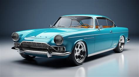 Premium Ai Image Cyan Color Classic Car Ai Generated Image