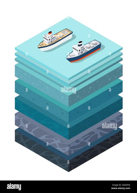 Soil Layers Cross Section Geological Sea Surface Ship Stock Vector