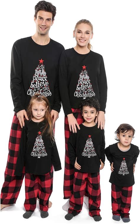 Jakloz Weihnachts Pyjama Familie Set Plaid Weihnachten Schlafanzug