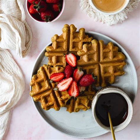 Easy Pumpkin Protein Waffles Recipe With Chocolate Sauce 12g Protein Per Waffle