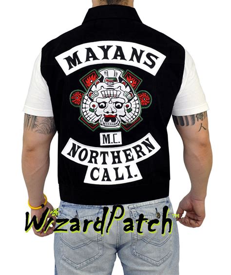 Mayans Mc Full Back Embroidered Patch Set 7 Piece Black