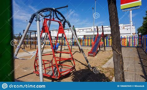 Colorful Kids Playground With Slider And Swing Stock Image Image Of