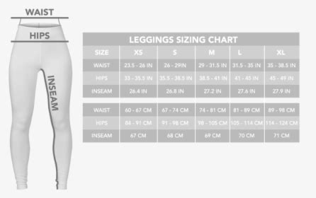 Size Chart Legging Cm, HD Png Download , Transparent Png Image - PNGitem