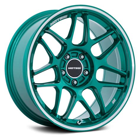 MOTEGI RACING MR158 TSUBAKI Wheels Hokkaido Green With Machined Lip Rims