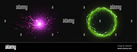 Thunderbolt Ball And Circle With Neon Glow Effect And Lightnings