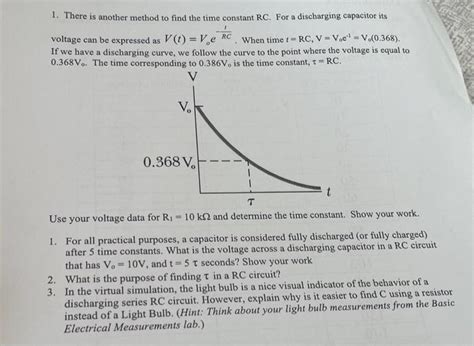 Solved 1 There Is Another Method To Find The Time Constant