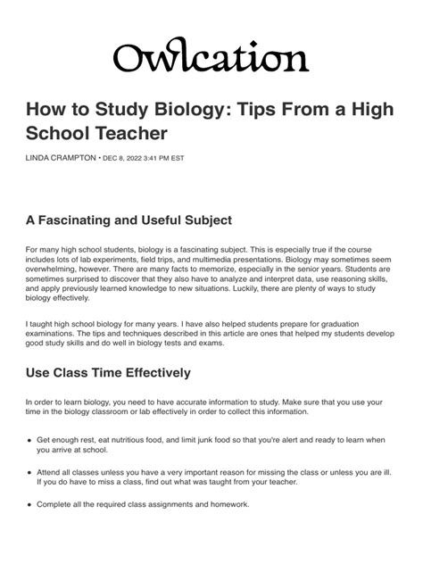 How To Study Biology - Tips From A High School Teacher - Owlcation ...