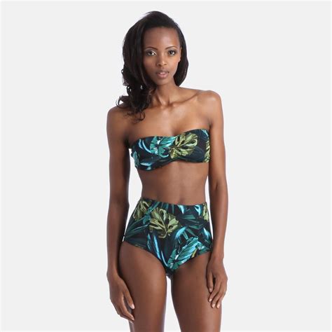 Jungle Leaves Print Nylon Tricot Bikini Top Leaves American Apparel Swimwear Superbalist