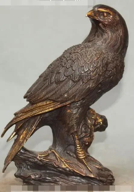 Chinese Bronze Gilt Fengshui Ferocious Eagle Hawk Falcon King Birds