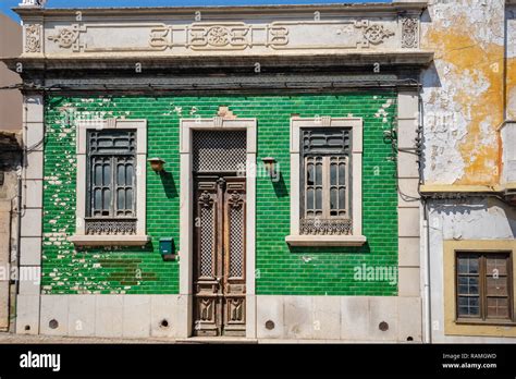 Facade Of Old Abandoned Builing In Tavira Algarve Portugal Stock