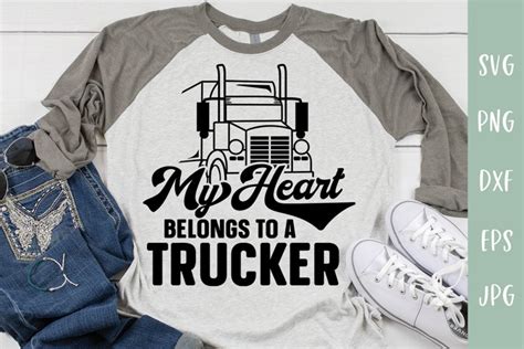 Trucker Wife Heart Belongs To A Trucker 18 Wheeler Svg