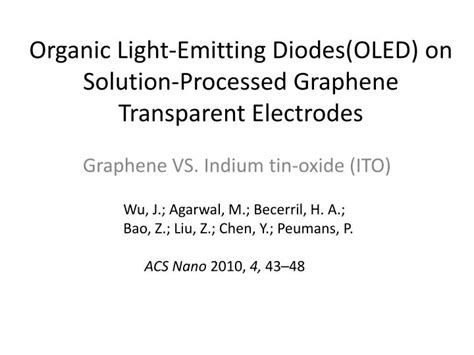 Ppt Organic Light Emitting Diodes Oled On Solution Processed