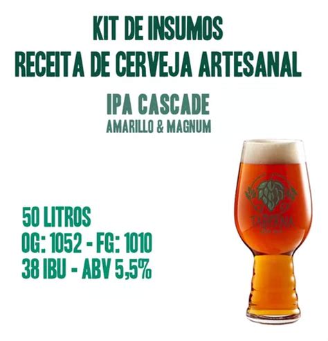 Kit De Insumos De Receita Cerveja Artesanal Ipa Cascade L Frete Gr Tis