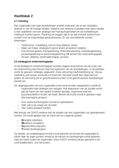 Organisatiekunde Samenvatting S Hoofdstuk Inleiding Een