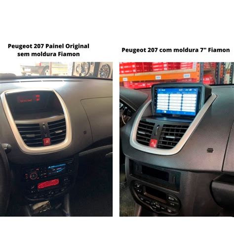 Moldura Painel Dvd Multimídia 2 Din Peugeot 207 2008 A 2014 Preta Fosca