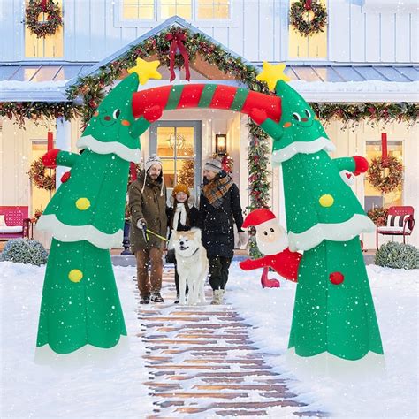 11ft Inflatable Christmas Tree Arch Party Decoration With Santa Claus