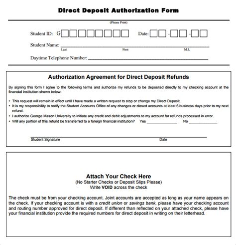 Direct Deposit Form Pdf Printable