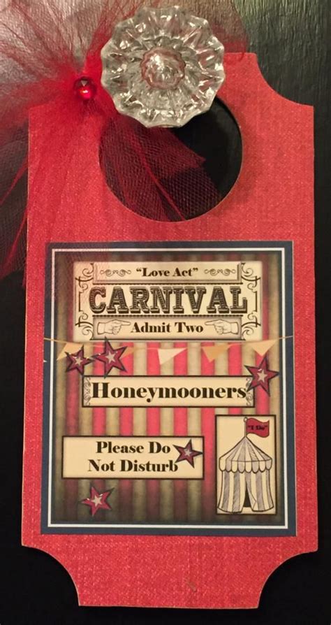 Do Not Disturb Door Hanger Sign Carnival Theme Just Married Honeymoon