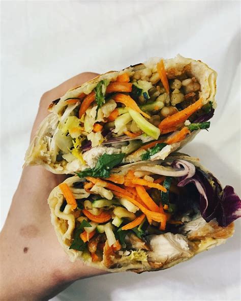 Chicken Veggie Wrap • With Hummus Walnuts Spiralized Vegetables