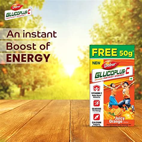 Dabur Glucoplus C Instant Energy Glucose Juicy Tasty Orange Flavour