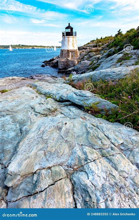 Scenic View Of White Castle Hill Lighthouse Newport Rhode Island